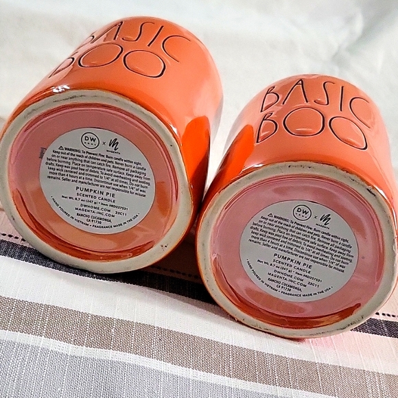 Rae Dunn BASIC BOO Halloween Pumpkin Pie Scented Candle 2 Set New - Picture 3 of 5